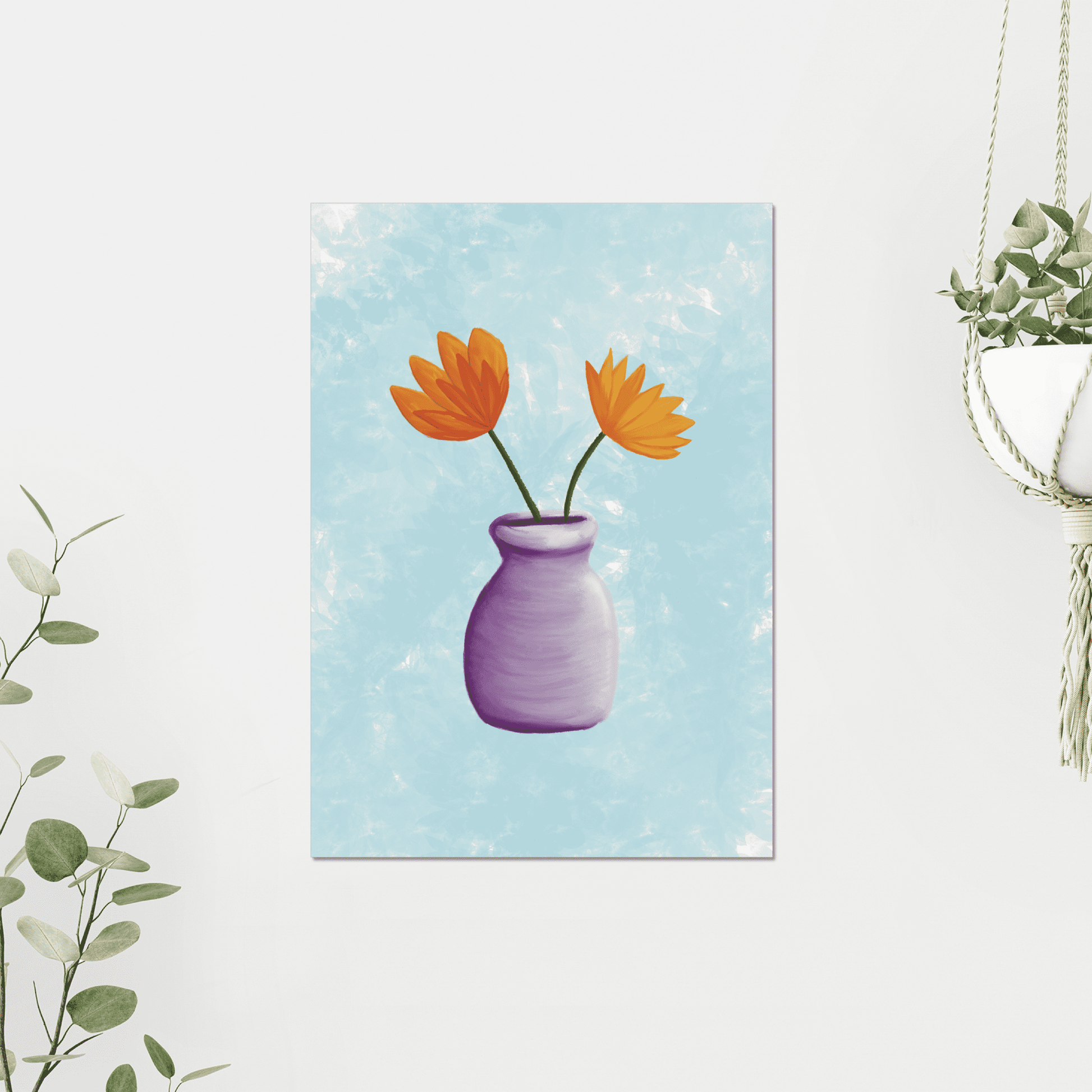 We love the eclectic boho vibes in this flower and vase print. Like a painting your gran used to have hanging up her downstairs loo!  And nothing wrong with that. Keep it colourful and quirky, we say. 