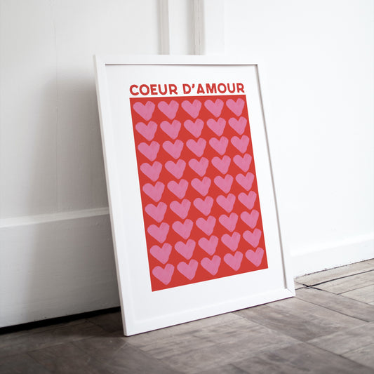 COEUR D'AMOUR, Love Hearts Art Print Poster  - Cuddles In The Kitchen