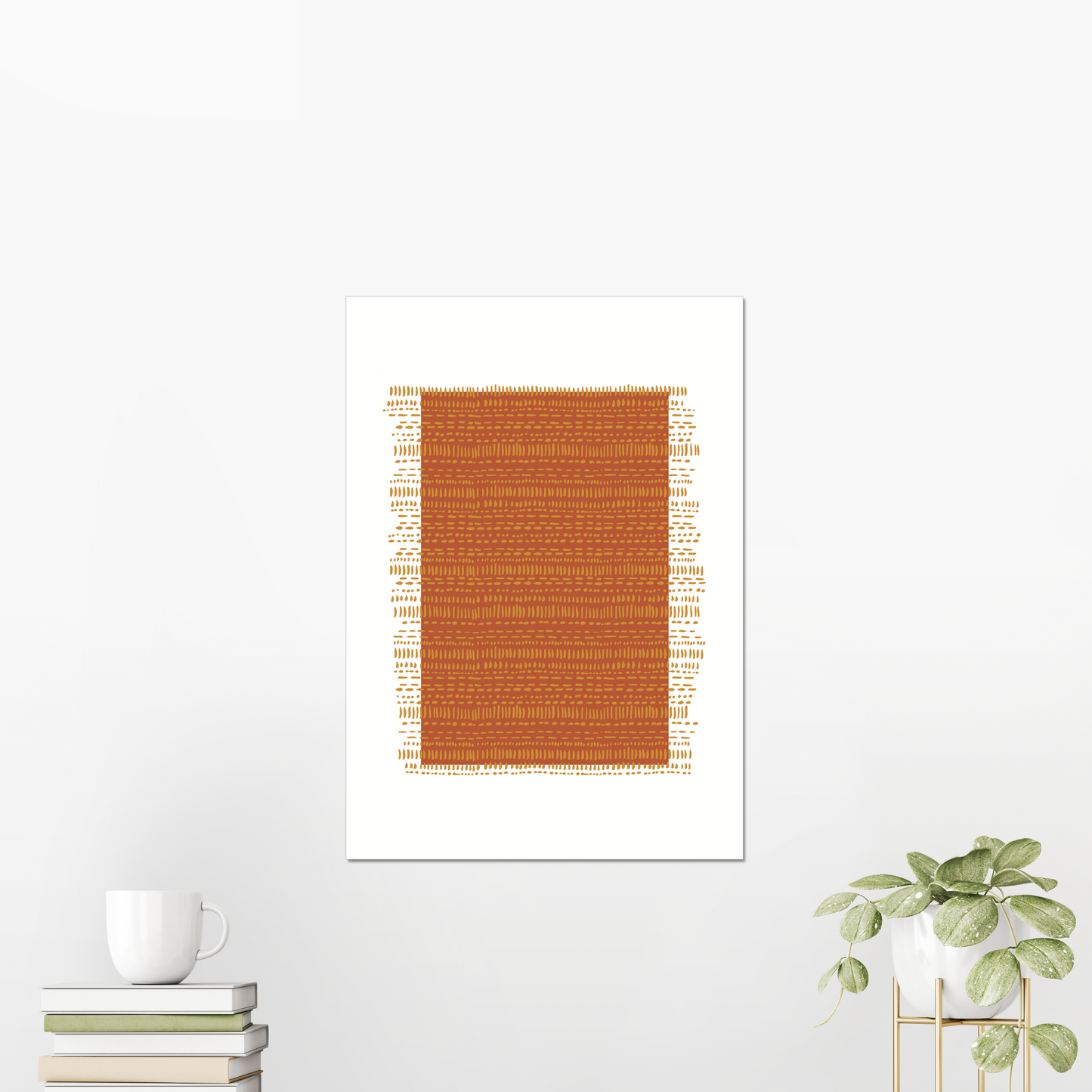 This beautiful art print is perfect for adding a touch of autumnal style to your home. The warm, earthy colors and minimalist bohemian pattern are sure to add a touch of charm and personality to any room.