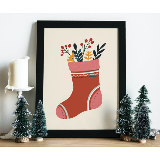 Boho Christmas stocking. This unique, cute boho print will make a perfect addition to your Christmas decor!  This print is sure to bring some festive cheer to your home this Christmas!