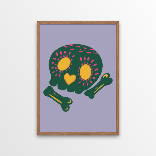 Add some personality to your home décor with our skull art print! This fun and colourful print is perfect for anyone who loves skulls, or for adding a festive touch to your home décor for Halloween.