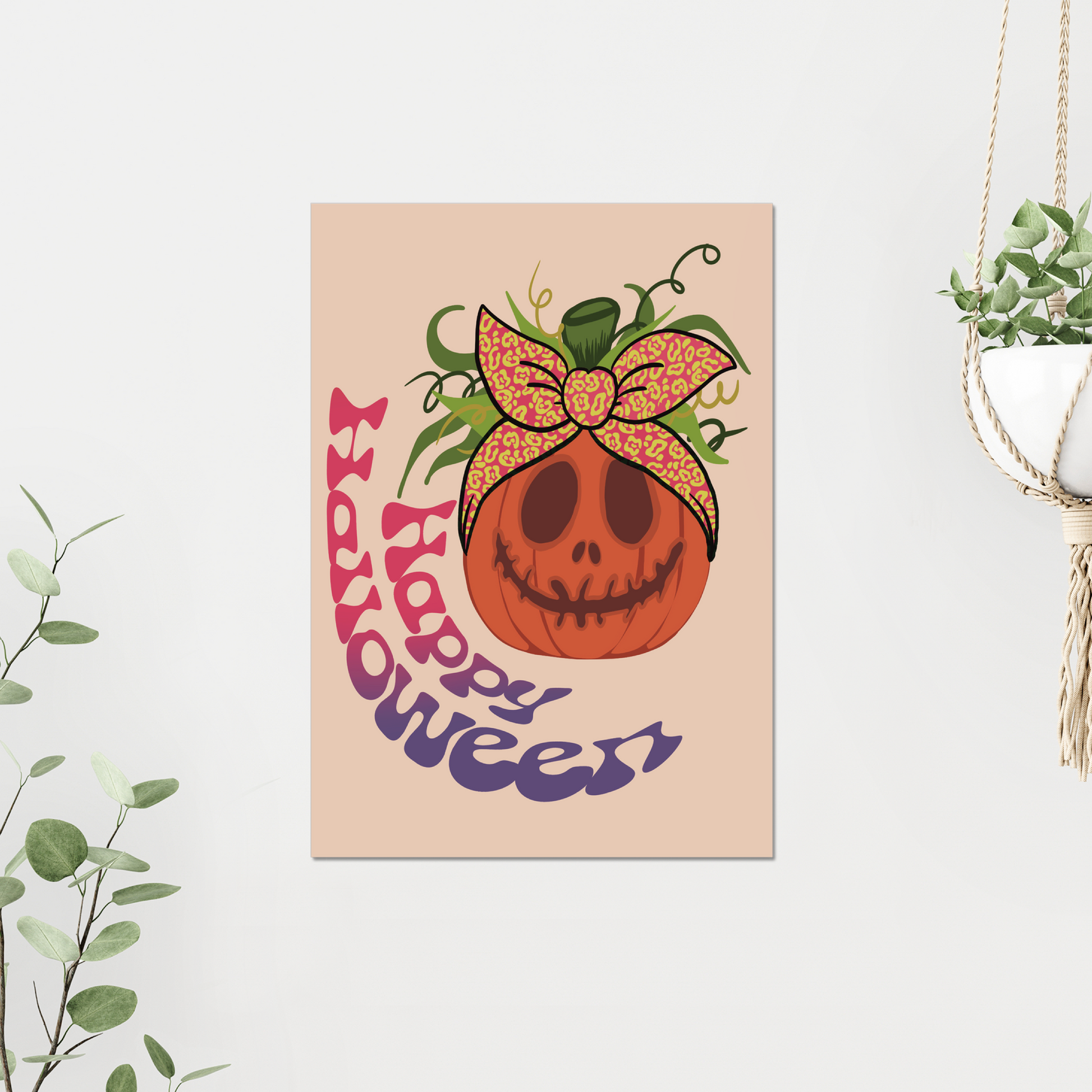 The Happy Halloween Pumpkin Art Print is perfect for decorating any home this Halloween season. Add a splash of color to your walls with this funky, retro styled print! Order today and get free shipping on all orders over £50!