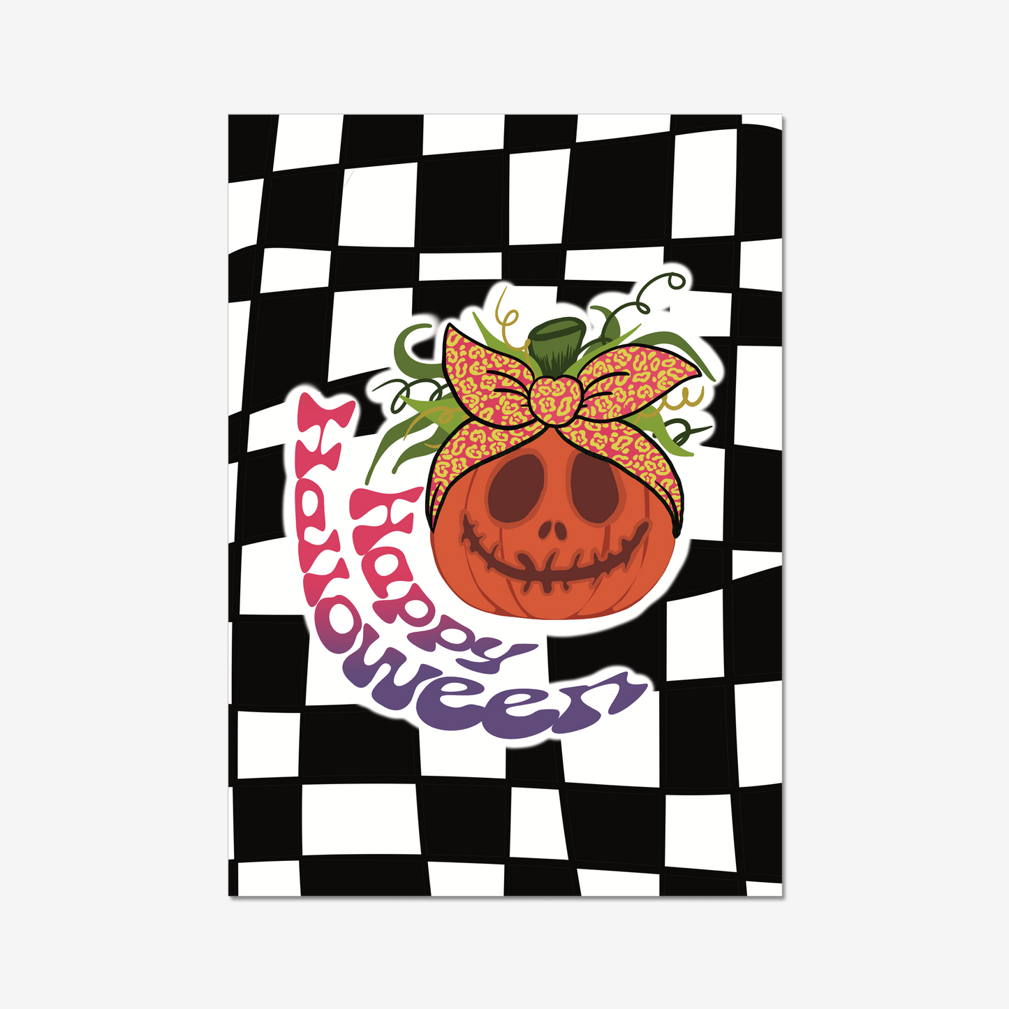 Introducing our Checkerboard Halloween Pumpkin Art Print! Plus, it has a distinctly Beetlejuice vibe that we just love. So if you're looking for a fun and unique way to celebrate Halloween this year, our Checkerboard Halloween Pumpkin Art Print is the perfect choice! Free Shipping on orders over £50.
