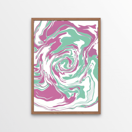 A fun marble effect print in cool pink and green tones, a perfect framed art print or poster, part of our Colourful Cali collection.  This is a statement dreamy print that would look as amazing in the bedroom as it would in the kitchen!