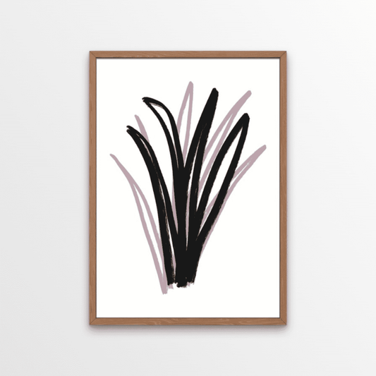 A bold and quirky snake plant print.  Striking and simple in black and dusky pink tones.  There's something about this unique and simple sketch that just draws us in. Its weird and wonderful, and we think it'd make a great gift for a plant lover.