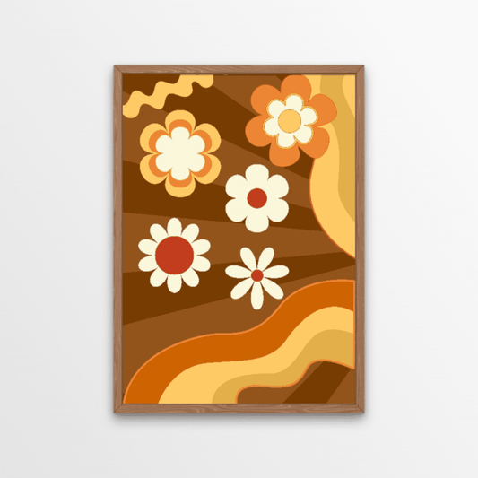 We love this groovy flower power print. Retro vibes, in shades of orange, brown and cream.  This quirky design is sure to make an impact, and will definitely get your visitors asking where you've been shopping... make sure you tell them, Cuddles In The Kitchen!