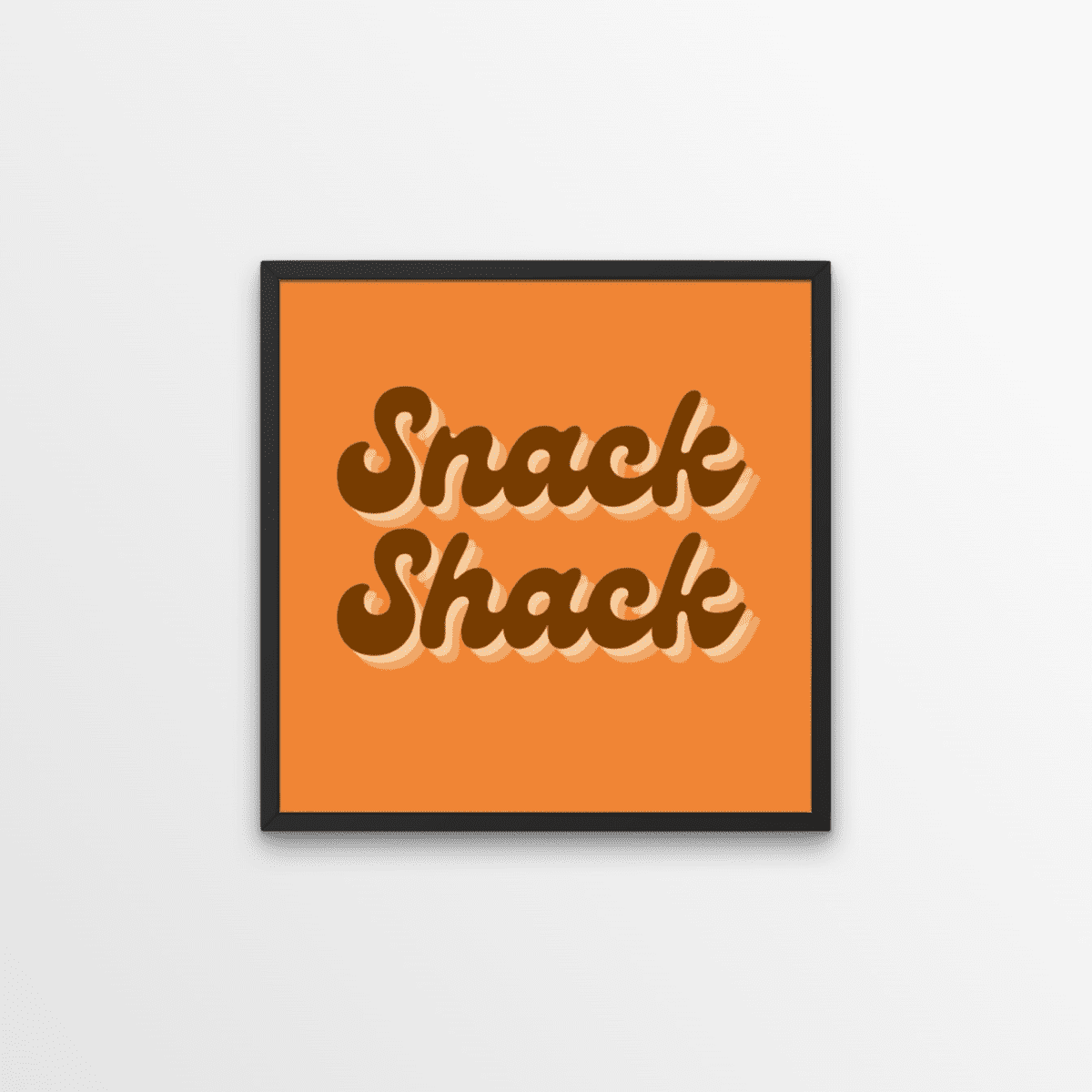 Do you get hangry? You need a snack shack!  We love this fun and retro orange and brown typography pint. It gives us mega school tuck shop vibes.  A bold and quirky statement that's definitely going to be a talking point when your friends pop over.