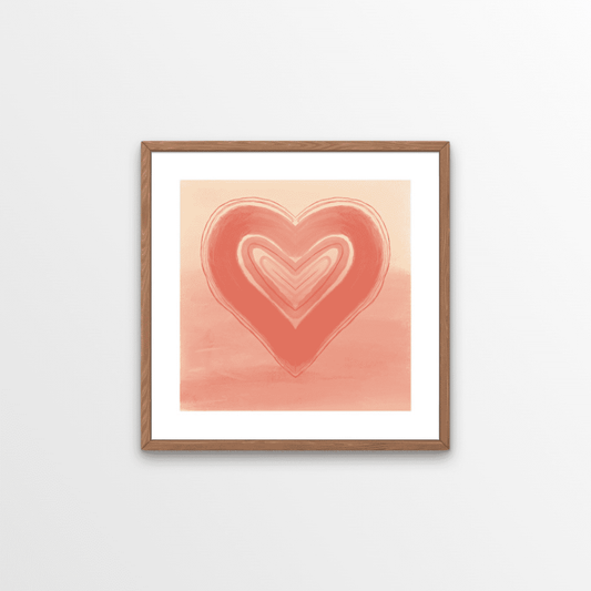 A pretty and unique coral watercolour style heart print.  This gives us major nostalgic 90's vibes, remember those super cute baby tees with hearts on the front?  We love this design, simple and beautiful. Perfect for a gallery wall, a statement piece or a special gift.
