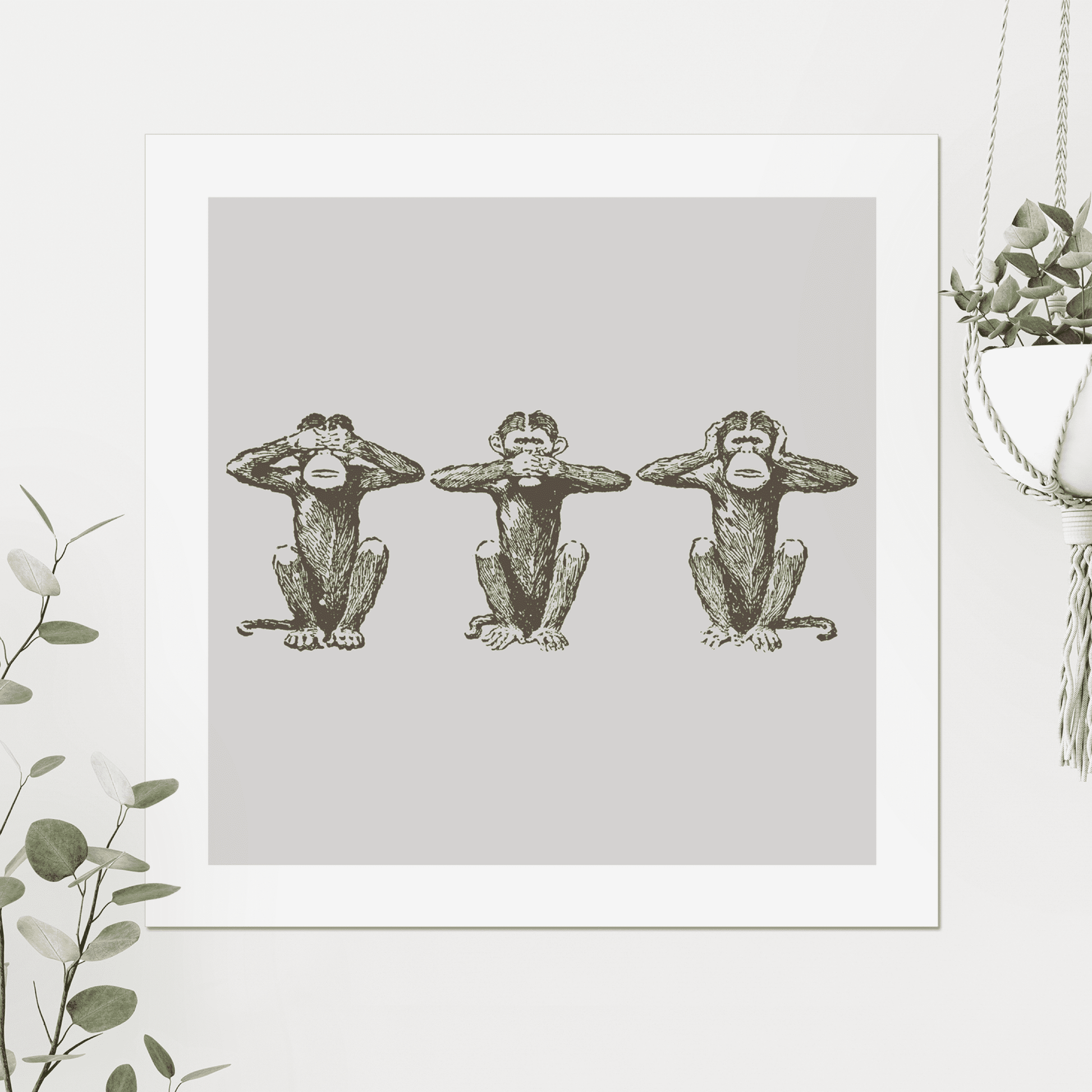 This cheeky trio continue to trend in home decor, and we continue to love them. A quirky print sure to make a fun statement in your home, and will display perfectly as a stand alone piece or as part of your gallery wall. 