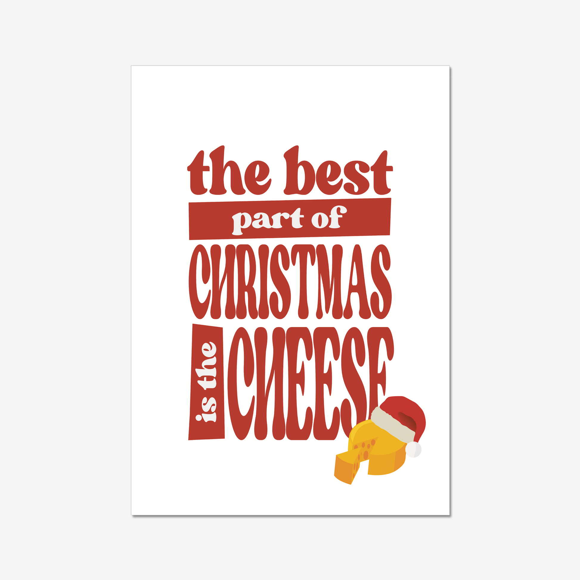 If you love cheese as much as we do, then you'll adore our Christmas Cheese Art Print Poster! This fun and festive print is the perfect way to show your love of all things cheesy this holiday season.