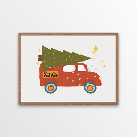 Looking for a festive way to get your kids excited about Christmas? This adorable delivery truck art print is perfect! They'll love imagining their presents inside the truck, and you'll love the cute design. 