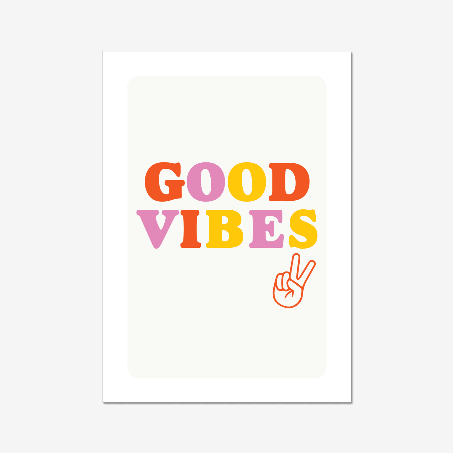 Good vibes only!  A positive vibes typography print, setting the mood for your happy place in orange, purple and yellow tones.