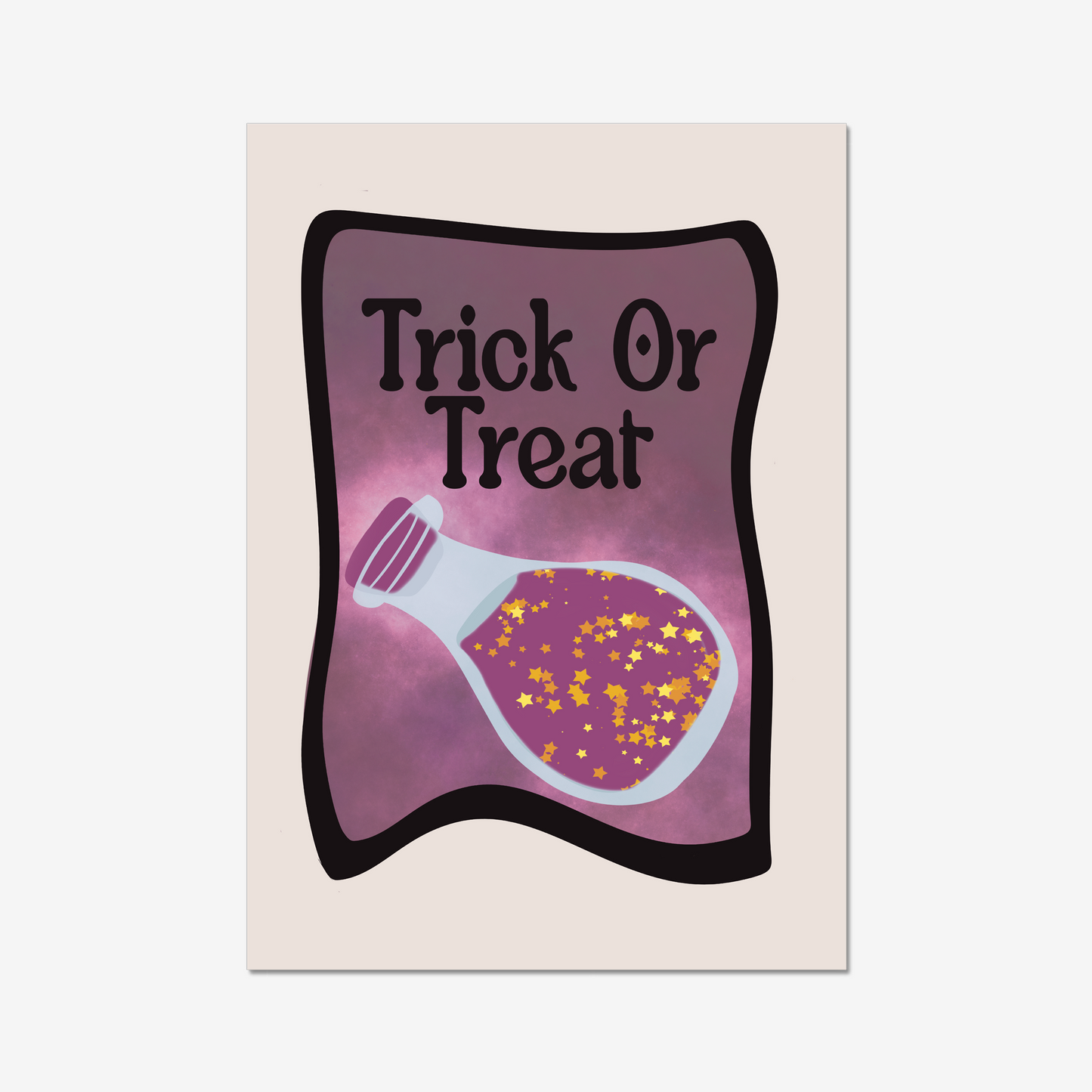Add some magic to your home this Halloween with our Trick or Treat Art Print. Featuring a colourful potion bottle and mystical magic ingredients, this print is perfect for anyone who loves Halloween. So don't wait, get your hands on our Trick or Treat Art Print today!
